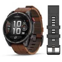 Garmin FENIX 8 Pro – 47 mm, AMOLED Sapphire, Carbon grey DLC titanium with Chestnut leather band