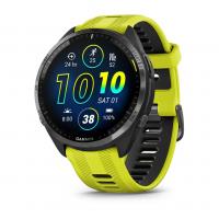 Garmin  FORERUNNER 965 черные, темно-серый DLC титановый безель, с желто-черным ремешком