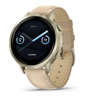 Garmin VENU 4 41 мм, Lunar Gold with Bоne Silicone Band, Light Sand Leather Band